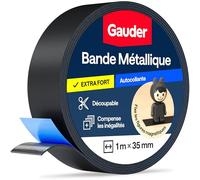 GAUDER Bande métallique autocollante - Ruban magnétique pour aimants et figurines Tonie® & étagères - Bande Ferro & ruban ferreux pour bricolage et organisation (1 m x 35 mm - noir)
