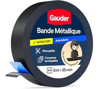 GAUDER Bande métallique autocollante - Ruban magnétique pour aimants et figurines Tonie® & étagères - Bande Ferro & ruban ferreux pour bricolage et organisation (6 m x 35 mm - noir)