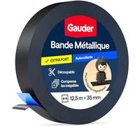 GAUDER Bande métallique autocollante - Ruban magnétique pour aimants et figurines Tonie® & étagères - Bande Ferro & ruban ferreux pour bricolage et organisation (12.5 m x 35 mm - noir)
