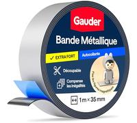 GAUDER Bande métallique autocollante - Ruban magnétique pour aimants et figurines Tonie® & étagères - Bande Ferro & ruban ferreux pour bricolage et organisation (1 m x 35 mm - gris)