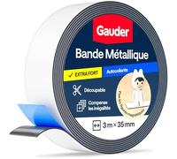 GAUDER Bande métallique autocollante - Ruban magnétique pour aimants et figurines Tonie® & étagères - Bande Ferro & ruban ferreux pour bricolage et organisation (3 m x 35 mm - blanc)