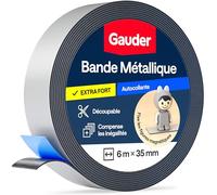GAUDER Bande métallique autocollante - Ruban magnétique pour aimants et figurines Tonie® & étagères - Bande Ferro & ruban ferreux pour bricolage et organisation (6 m x 35 mm - gris)