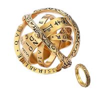 GAUEIOUR Bague sphérique astronomique, anneau rétro 3D inversé déformable, alliage doré, style gothique unique, mettant en valeur un univers de rêve