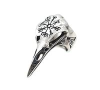 GAUEIOUR Bagues tête de mort, bijoux viking vintage, bague tête de mort, bague punk pour homme et femme, bijou en cuivre, unisexe, cadeau vintage (modèle argent)