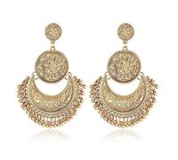 GAUEIOUR Boucles d'oreilles indiennes, boucles d'oreilles souvenirs de mode indienne, bijoux de personnalité ethnique indienne, boucles d'oreilles vintage exagérées, bijoux indiens (or), alliage