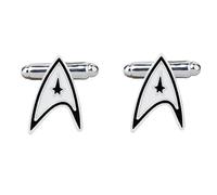 GAUEIOUR Boutons de manchette tendance pour homme en émail Starfleet étoile à cinq branches Noir Blanc Formelle Badge de bureau Film Forme géométrique Alliage Accessoire Fans Amoureux Cadeaux, 0,