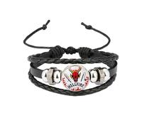 GAUEIOUR Bracelet « Hell Fire » Stranger Eleven Ives Mike - Bracelet classique avec pendentif en forme de club de science-fiction - Bijoux simples d'amitié réglables en cuir tissé - Accessoires de