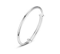 GAUEIOUR Bracelet jonc en argent sterling tendance, polyvalent, simple, réglable, plaqué argent, bracelet lisse, tour du ventre, taille unique