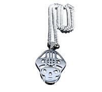 GAUEIOUR Collier Ghost Ghoul personnalisé, collier creux en acier titane avec emblème, colliers tendance punk fantôme (couleur acier)