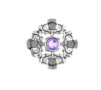 GAUEIOUR Élégante broche écossaise à carreaux pour kilt - Design chardon de qualité supérieure avec pierre étincelante, fleur nationale celtique rétro, broche écossaise, écharpe, pull, accessoire de