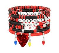 GAUEIOUR Lot de 7 bracelets classiques sur le thème de la science-fiction empilables, extensibles, onze Ives Mike avec pendentif en forme de lettre, pour les fans de Friends Don't Lie pour cosplay