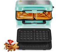 Gaufrier 1200W, Appareil Croque Monsieur 3 En 1, Contrôle De La Température À 5 Vitesses, Machine À Gaufres Et Croques, À San[YC477]