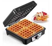 Gaufrier 4 Tranches, 1600 W, Antiadhésif, Design Carré Compact, Chauffage Double Face avec Voyants Lumineux, Prise UE.