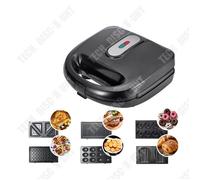 Gaufrier 6-en-1 - TD® - Noir - 750W - Plaques amovibles - Facile à nettoyer