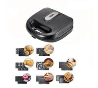 Gaufrier 8 en 1, Appareil Croque Monsieur, 750W Multifonctions Machine Électrique, 8 Plaques Antiadhésives et Détachables, Cuisson Double Face,Thermostat Automatique