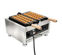 Gaufrier à brochettes 2000 W 3 compartiments avec minuterie et régulateur | Gaufrier pour gaufres sur bâton, 50 à 300 °C, minuterie de 1 à 5 min et plaque chauffante double face pour restauration et