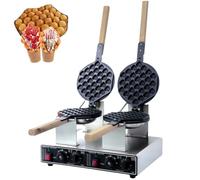 Gaufrier À Bulles Commercial, Machine À Gaufres Aux Œufs 1400 W avec Contrôle de la Température, Chauffage Double Face, Revêtement Antiadhésif, Machine Électrique À Cônes Soufflés Aux Œuf Double-head