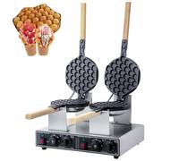 Gaufrier À Bulles Commercial, Machine À Gaufres Aux Œufs 1400 W avec Contrôle de la Température, Chauffage Double Face, Revêtement Antiadhésif, Machine Électrique À Cônes Soufflés Aux Œuf Double-head