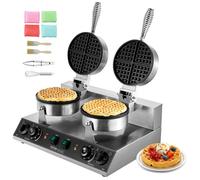 Gaufrier à Cornet de Glace Commercial 2460 W-VEVOR-avec Contrôle de la Température et du Temps-Restaurant Boulangerie Snack Bar