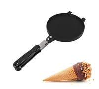 Gaufrier à Cornets de Glace, 16.5cm Machine à Cornets de Crème Glacée en Alliage Aluminium, Antiadhésif Multifonctions Outil de Cuisson pour Desserts à Cônes