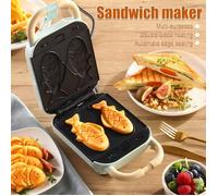 Gaufrier à sandwich électrique 4en1-plaque antiadhésif-haute puissance de 650W-gaufres, Taiyaki, Takoyaki-Vert