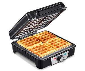 Gaufrier Belge 1200W, Contrôle de Température à 5 Vitesses, Appareil a Gauffre Electrique, Poignée Thermo-isolante, Lumière de Cuisson, Machine à Gaufres Professionnel