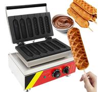 Gaufrier Belge Professionnel 1500 W Gaufrier Électrique À 6 Brochettes Avec Poignée Froide Au Toucher For Restaurants Boulangeries Snack-bars Et Hot-dogs(110V)