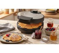 Bomann Gaufrier WA 1365 CB – acier inoxydable, antiadhésif, grandes plaques, 1 kWatt, gris