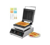 Gaufrier Commercial 2000 W Gaufres Belges Rectangulaires 2 Pièces Acier Inox pour Boulangerie Snack-bar