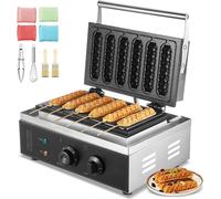 Gaufrier commercial 6 pcs - Machines à gaufres pour hot-dogs - Gaufrier en argent - Appareil à gaufres professionnel