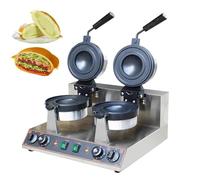 Gaufrier Commercial pour Burger, Presse à Panini Électrique Antiadhésive de 1300 W, Température Réglable de 50 à 300 ℃ Chauffage Double Face, Rotatif à 180 °, Minuterie de 5 Minutes,B