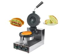 Gaufrier Commercial pour Burger, Presse à Panini Électrique Antiadhésive de 1300 W, Température Réglable de 50 à 300 ℃ Chauffage Double Face, Rotatif à 180 °, Minuterie de 5 Minutes,A