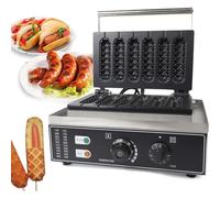 Gaufrier commercial pour chien de maïs, machine électrique de 1500 W pour faire des chiens de maïs croustillants sur un bâton, cuisson antiadhésive pour les fêtes, les cafés ou les cuisines à domicile
