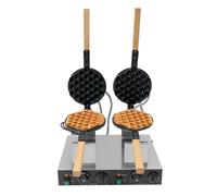 Gaufrier double revêtement antiadhésif avec minuterie 50-300 °C - Machine à gaufrer double tête 2830 W - Pour crêpes, muffins, gaufres