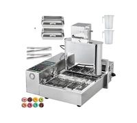 Gaufrier électrique à donuts entièrement automatique, 1/2/4/6 rangées, friteuse à crêpes et à sandwichs, appareil de cuisine Commercial(7L 3000W,Gray)