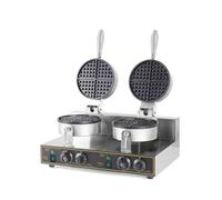 Gaufrier électrique à Double tête, plaque antiadhésive, Machine de cuisson gâteaux, gaufre ronde, appareil cuisine, fabricant cônes crème glacée Facile à nettoyer