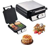 Gaufrier électrique, appareil pour le petit-déjeuner de 1600 W avec chauffage double face et revêtement antiadhésif, bouton de réglage de la température à 3 positions, grille-pain à sandwich