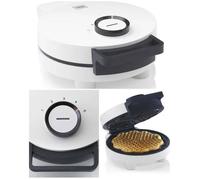 Gaufrier Électrique Blanc - 1000W - Revêtement Antiadhésif - Gaufres en forme de coeur - Poignée Isolante