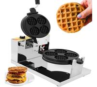 Gaufrier électrique professionnel 4 gaufres belges rondes mini-gaufres farcies à pizza machine à hamburger for boulangeries restaurants snack-bars(110V)