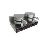 Gaufrier Electrique Professionnel Double Plaque Ronde en Aluminium & PTFE - Anti Stick 250° Argent G