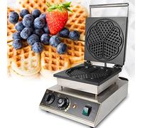 Gaufrier en acier inoxydable 1750 W avec revêtement antiadhésif en forme de cœur avec réglage de la température, 50 ~ 300 °C