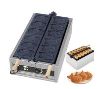 Gaufrier en forme de poisson à 6 fentes, machine de fabrication de gaufres antiadhésives en acier inoxydable, minuterie et température réglables, pour la maison, les restaurants, les stands coll 1pcs