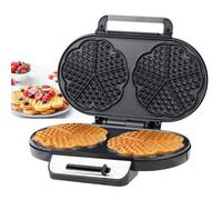 Gaufrier forme de cœur - Brillsten - Revêtement anti-adhérent-Température réglable - Noir - 2 Gaufres - Grande Puissance de 1200 W