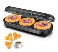Gaufrier King Size 1200 W, 15 gaufres en forme de cœur en 2 minutes, gaufrier antiadhésif 3 surfaces