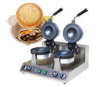 Gaufrier，Machine à hamburgers glacés， Machine à hamburger rotative, cuiseur, presse à hamburger, gaufrier électrique commercial(Dual,110V)