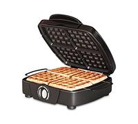 Gaufrier pour 4 gaufres belges épaisses SUNTEC - Gaufrier de 1 200 W - Gaufrier en acier inoxydable - Plaques antiadhésives - Forme carrée - Délices pour enfants et adultes - WAE-8335