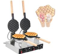 Gaufrier Professionnel 1400 W À Bulles, Machine À Gaufres Eggettes Avec Contrôle De Température, Chauffage Double Face, Revêtement Antiadhésif, Machine À Gaufres Électriques À Double Tête Pour