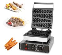 Gaufrier professionnel 1750 W - 4 gaufres en forme de sapin, gaufrier électrique antiadhésif avec contrôle de température de 50 à 300 °C et minuterie de 0 à 5 min, idéal pour les restaurants, les pe