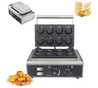 Gaufrier professionnel antiadhésif double face 1550 W, machine à tartelettes aux œufs et pâte feuilletée, contrôle de la température et du temps, for la maison et les restaurants.