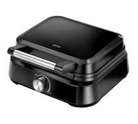 MPM MGO-40 Gaufrier Professionnel pour 2 Gaufres Belges Épaisses, Plaques Antiadhésives, Régulateur de Température, Noir, 1500W